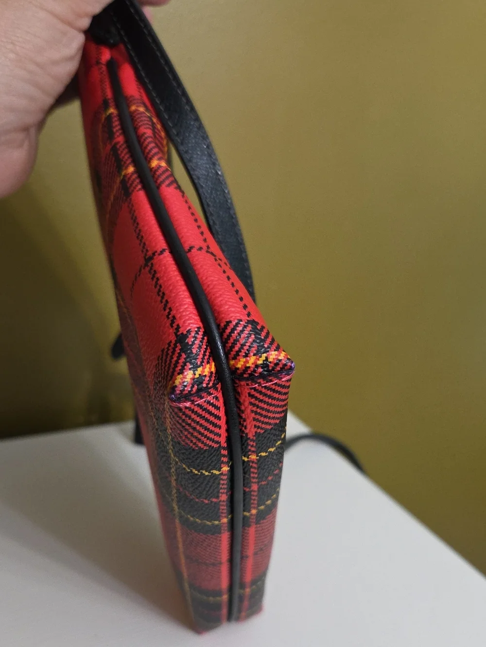 Coach Red Plaid Leather Small Shoulder Bag - Picture 12 of 15